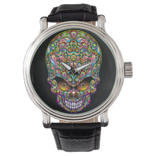 Skull Decorative Psychedelic Art Design Armbanduhr