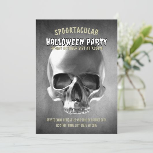 Skull design. Black and white Einladung (Stehend Vorderseite)