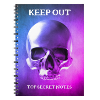 Skull design. Keep Out. Top Secret Notes Notizblock