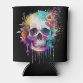 Skull-Design mit bunten Spritzern Dosenkühler (Vorderseite)