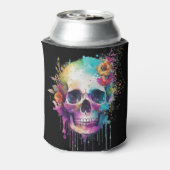 Skull-Design mit bunten Spritzern Dosenkühler (Kanne Rückseite)