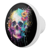 Skull-Design mit bunten Spritzern Keramikknauf (Rechts)