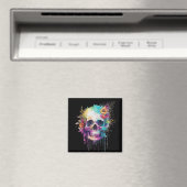Skull-Design mit bunten Spritzern Magnet (In Situ (Geschirrspüler))