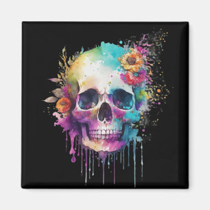 Skull-Design mit bunten Spritzern Magnet