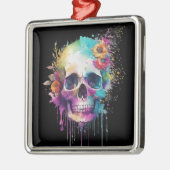 Skull-Design mit bunten Spritzern Ornament Aus Metall (Links)