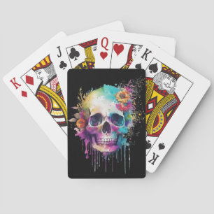 Skull-Design mit bunten Spritzern Spielkarten