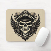 Skull-Design mit Flügeln und Symbolen Mousepad (Mit Mouse)