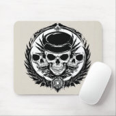 Skull-Design mit Flügeln und Symbolen Mousepad (Mit Mouse)