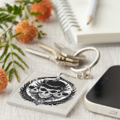 Skull-Design mit Flügeln und Symbolen Schlüsselanhänger (Vorderseite rechts)