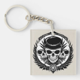 Skull-Design mit Flügeln und Symbolen Schlüsselanhänger