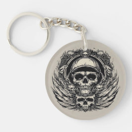 Skull-Design mit Flügeln und Symbolen Schlüsselanhänger
