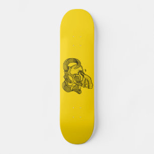 Skull Devil Head Black and Yellow Design Skateboard