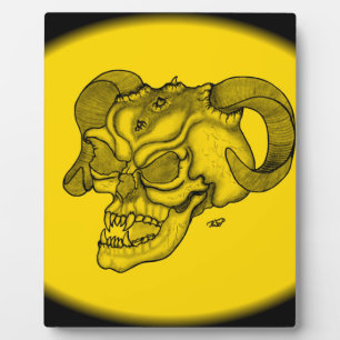 Skull Devil Head Schwarz-Gelb-Design Fotoplatte