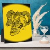 Skull Devil Head Schwarz-Gelb-Design Fotoplatte (Seite)