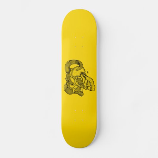 Skull Devil Head Schwarz-Gelb-Design Skateboard (Vorderseite)