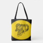 Skull Devil Head Schwarz-Gelb-Design Tasche (Rückseite)