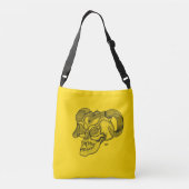 Skull Devil Head Schwarz-Gelb-Design Tragetaschen Mit Langen Trägern (Rückseite)