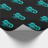 Skull Devil Head Schwarz-Grün-Design Geschenkpapier (Ecke)