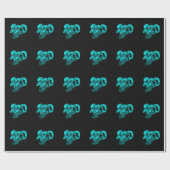 Skull Devil Head Schwarz-Grün-Design Geschenkpapier (Flach)