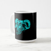 Skull Devil Head Schwarz-Grün-Design Kaffeetasse (Vorderseite Links)