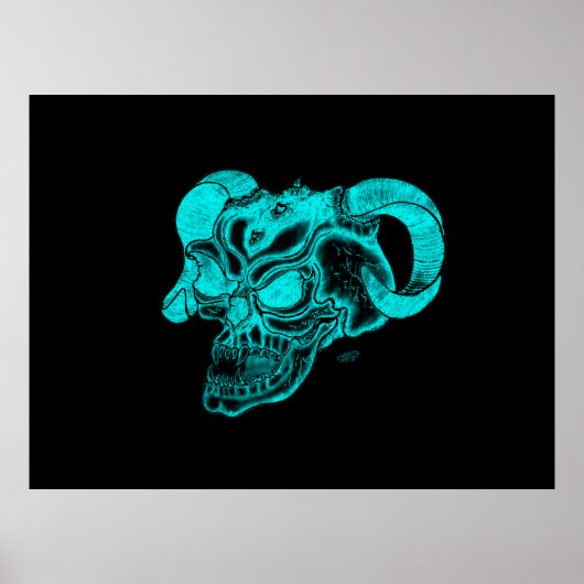 Skull Devil Head Schwarz-Grün-Design Poster (Vorne)