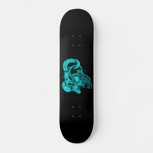 Skull Devil Head Schwarz-Grün-Design Skateboard (Vorderseite)
