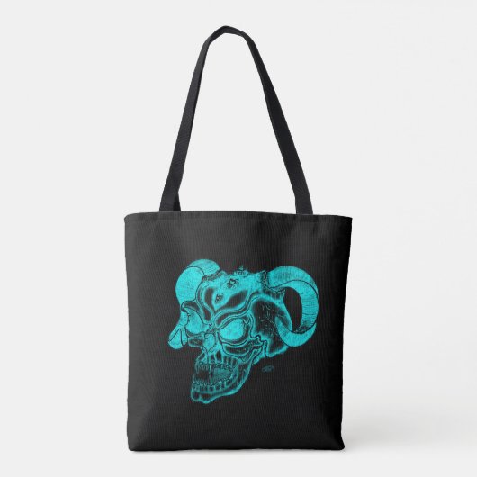 Skull Devil Head Schwarz-Grün-Design Tasche (Rückseite)