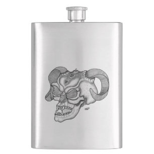 Skull Devil Head Schwarz-Weiß-Design Flachmann