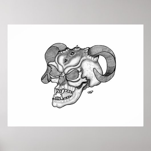 Skull Devil Head Schwarz-Weiß-Design Poster (Vorne)