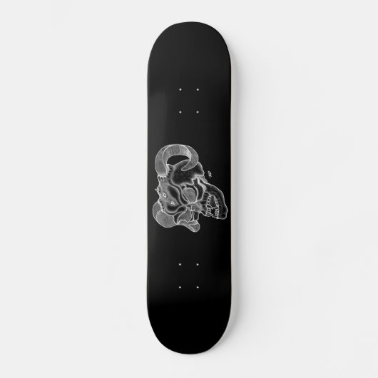 Skull Devil Head Schwarz-Weiß-Design Skateboard (Vorderseite)