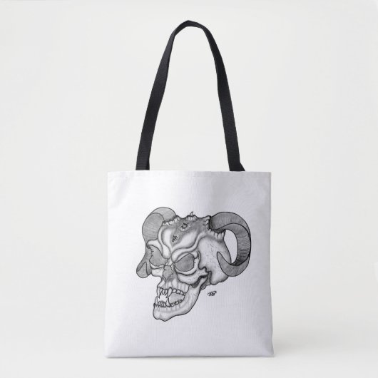Skull Devil Head Schwarz-Weiß-Design Tasche (Vorderseite)