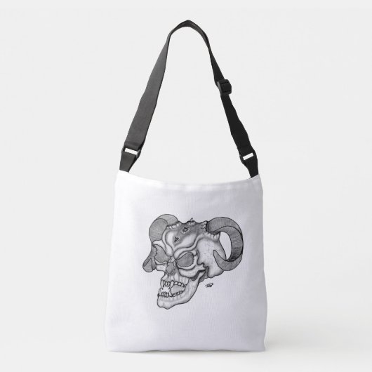 Skull Devil Head Schwarz-Weiß-Design Tragetaschen Mit Langen Trägern (Vorderseite)