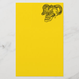 Skull Devil Kopf Schwarz-Gelb-Design Briefpapier