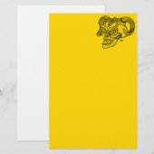Skull Devil Kopf Schwarz-Gelb-Design Briefpapier (Vorne/Hinten)
