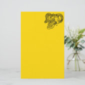 Skull Devil Kopf Schwarz-Gelb-Design Briefpapier (Stehend Vorderseite)