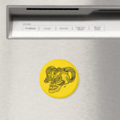 Skull Devil Kopf Schwarz-Gelb-Design Magnet (In Situ (Geschirrspüler))