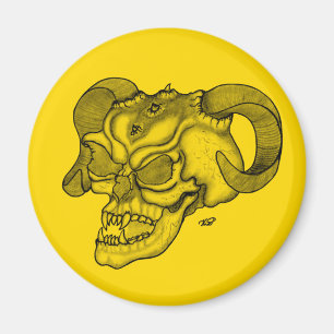 Skull Devil Kopf Schwarz-Gelb-Design Magnet