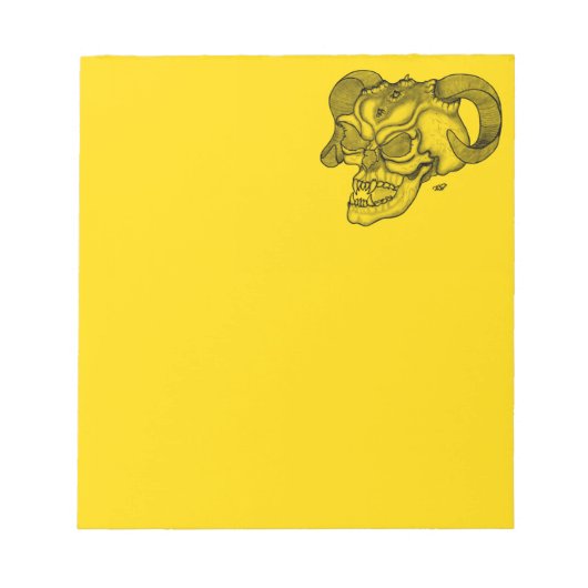 Skull Devil Kopf Schwarz-Gelb-Design Notizblock (Vorderseite)