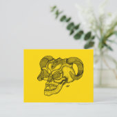 Skull Devil Kopf Schwarz-Gelb-Design Postkarte (Stehend Vorderseite)