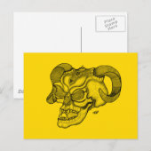 Skull Devil Kopf Schwarz-Gelb-Design Postkarte (Vorne/Hinten)