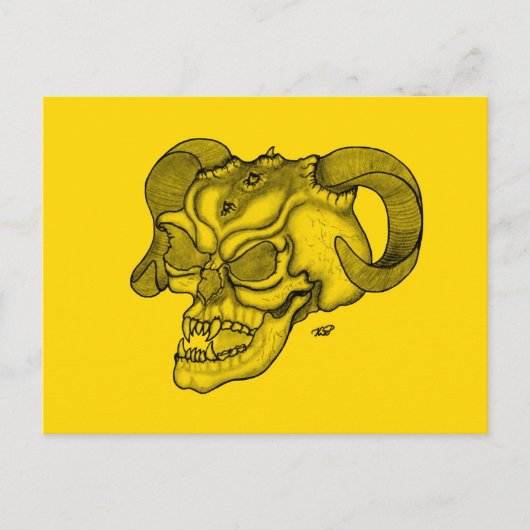 Skull Devil Kopf Schwarz-Gelb-Design Postkarte (Vorderseite)