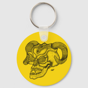 Skull Devil Kopf Schwarz-Gelb-Design Schlüsselanhänger