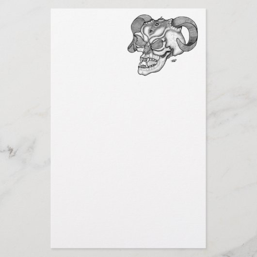 Skull Devil Kopf Schwarzweiß Design Briefpapier (Vorderseite)