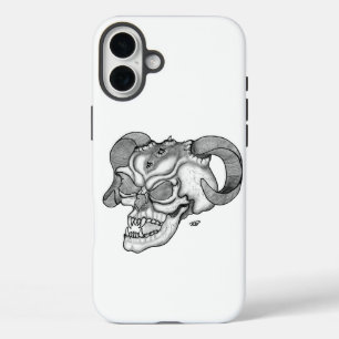 Skull Devil Kopf Schwarzweiß Design iPhone 16 Plus Hülle