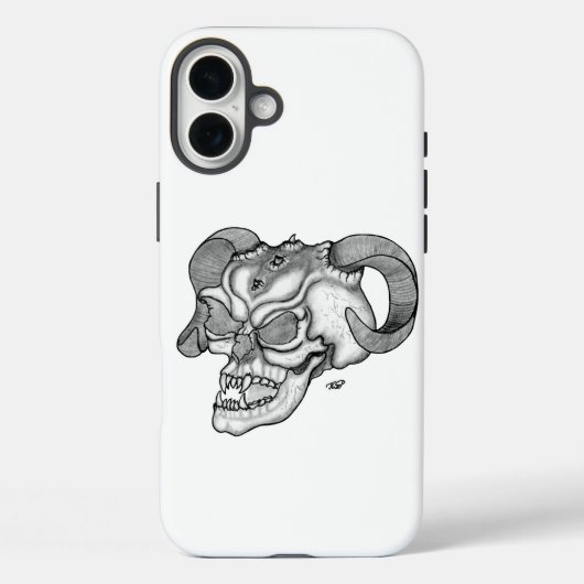 Skull Devil Kopf Schwarzweiß Design Case-Mate iPhone Hülle (Rückseite)