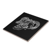 Skull Devil Kopf Schwarzweiß Design Fliese (Seite)