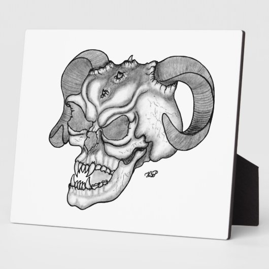 Skull Devil Kopf Schwarzweiß Design Fotoplatte (Seite)