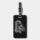 Skull Devil Kopf Schwarzweiß Design Gepäckanhänger (Vorderseite vertikal)