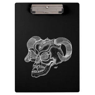 Skull Devil Kopf Schwarzweiß Design Klemmbrett
