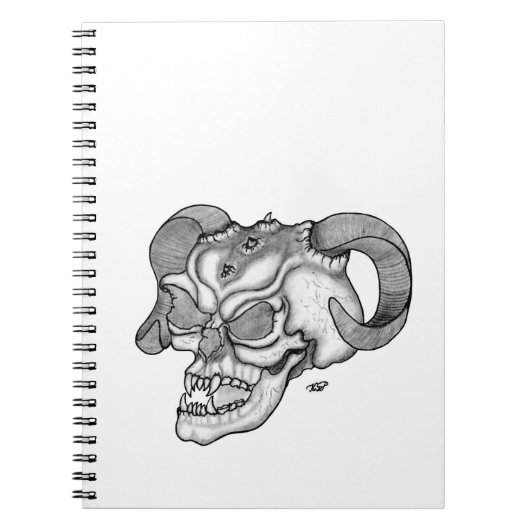 Skull Devil Kopf Schwarzweiß Design Notizblock (Vorderseite)